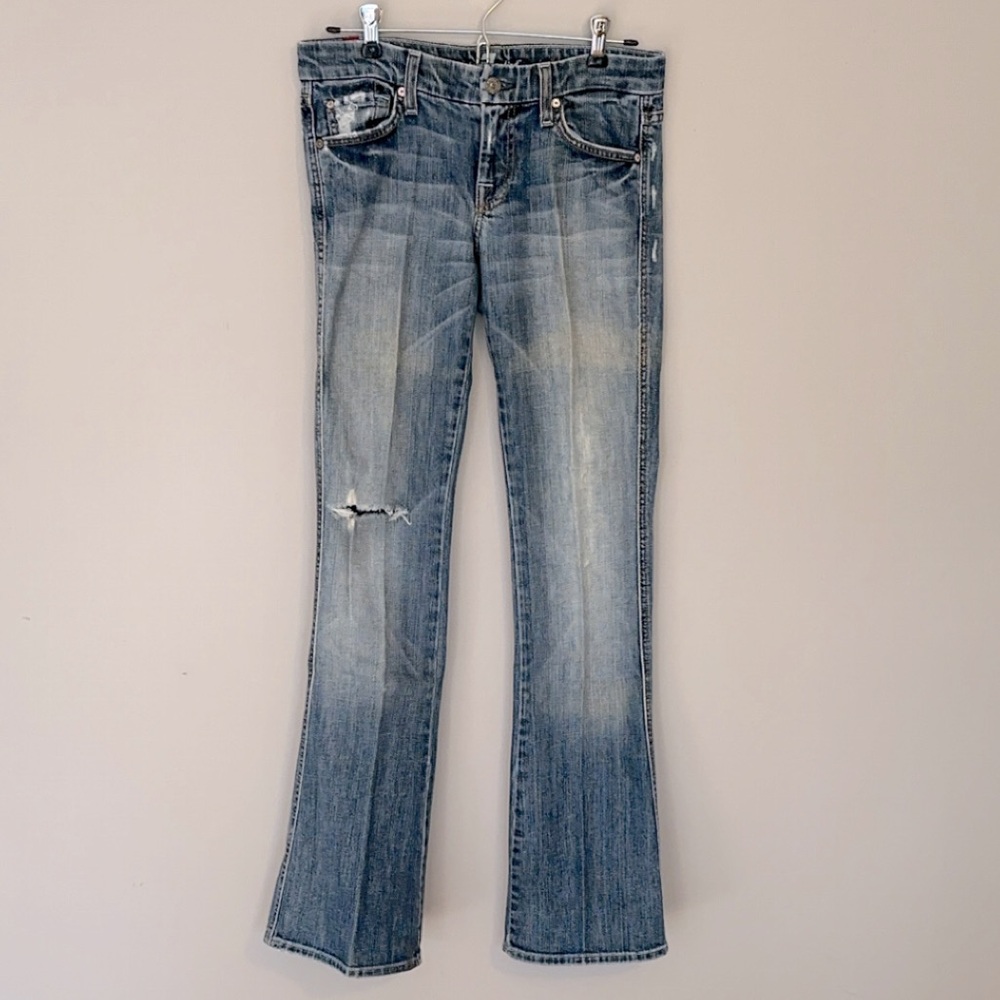 7 For All Mankind Jeans - Size 26 “A” Pocket Low Rise Distressed Flare
